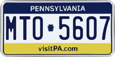 PA license plate MTO5607