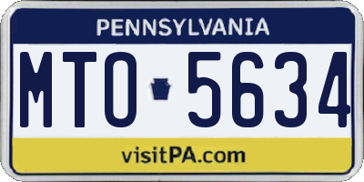 PA license plate MTO5634