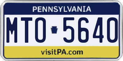 PA license plate MTO5640