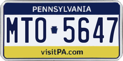PA license plate MTO5647