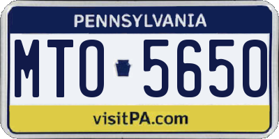 PA license plate MTO5650