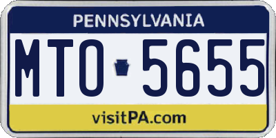 PA license plate MTO5655