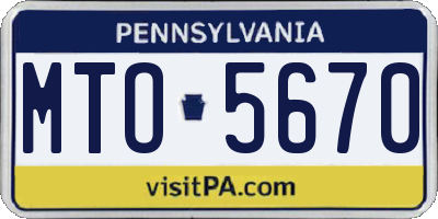 PA license plate MTO5670