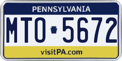 PA license plate MTO5672