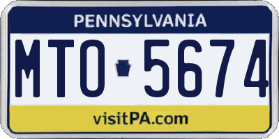 PA license plate MTO5674
