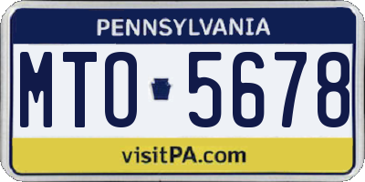 PA license plate MTO5678