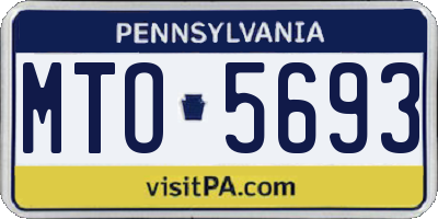 PA license plate MTO5693