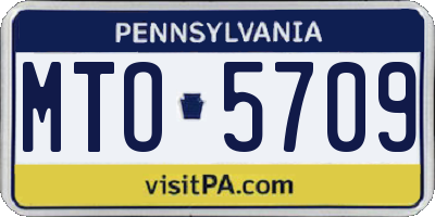 PA license plate MTO5709