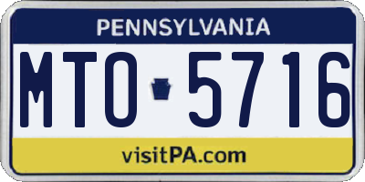 PA license plate MTO5716