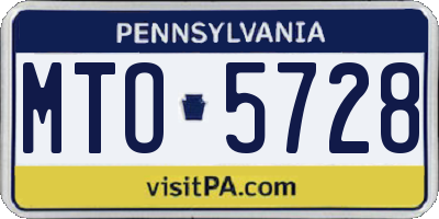 PA license plate MTO5728