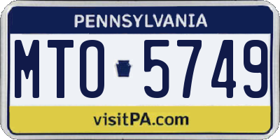 PA license plate MTO5749