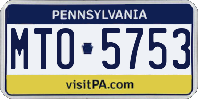 PA license plate MTO5753