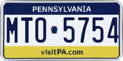 PA license plate MTO5754