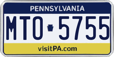 PA license plate MTO5755