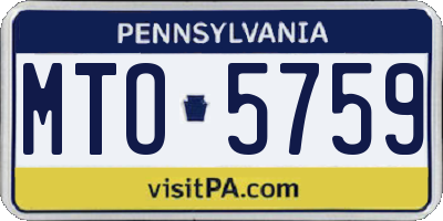 PA license plate MTO5759