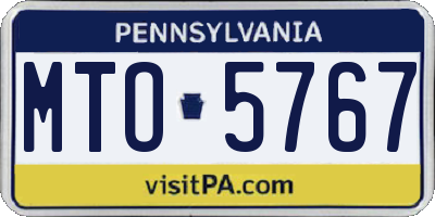 PA license plate MTO5767