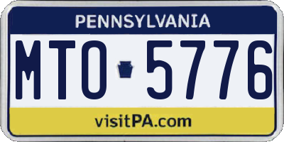 PA license plate MTO5776