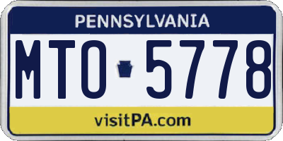 PA license plate MTO5778