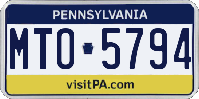 PA license plate MTO5794