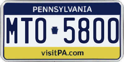 PA license plate MTO5800