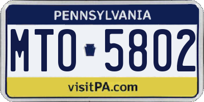 PA license plate MTO5802