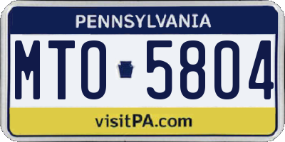 PA license plate MTO5804