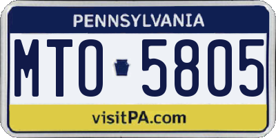 PA license plate MTO5805