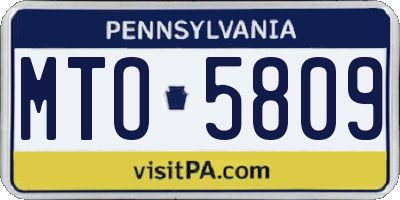 PA license plate MTO5809