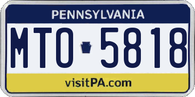 PA license plate MTO5818