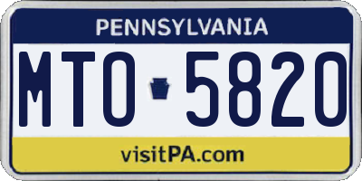 PA license plate MTO5820