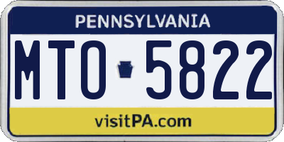 PA license plate MTO5822