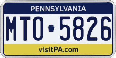 PA license plate MTO5826