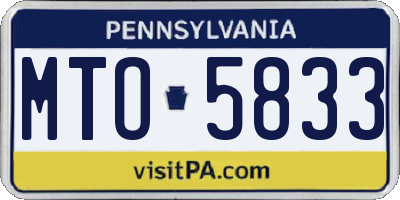 PA license plate MTO5833