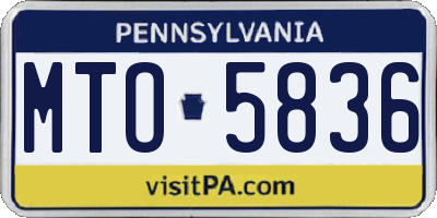 PA license plate MTO5836