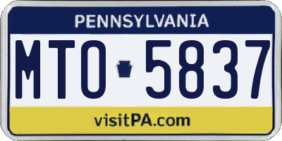 PA license plate MTO5837