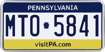 PA license plate MTO5841