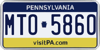 PA license plate MTO5860