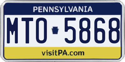PA license plate MTO5868