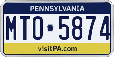 PA license plate MTO5874
