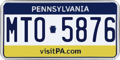 PA license plate MTO5876