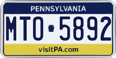 PA license plate MTO5892