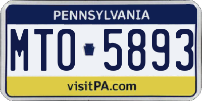 PA license plate MTO5893