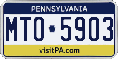 PA license plate MTO5903