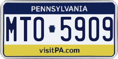 PA license plate MTO5909
