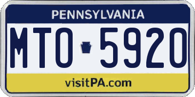 PA license plate MTO5920