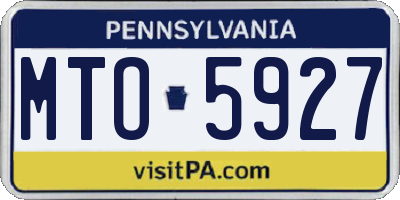 PA license plate MTO5927