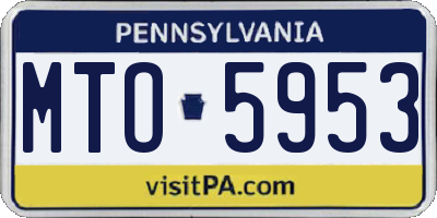 PA license plate MTO5953