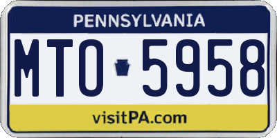 PA license plate MTO5958
