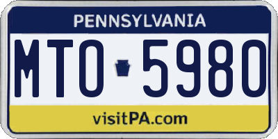 PA license plate MTO5980