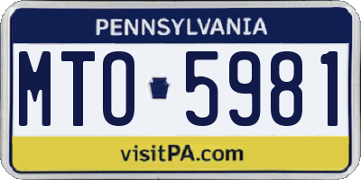 PA license plate MTO5981